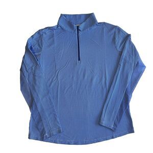 IBKUL Mock Neck Half Zip Long Sleeve Top Mini Check UPF50+ Sun Shirt Size XL